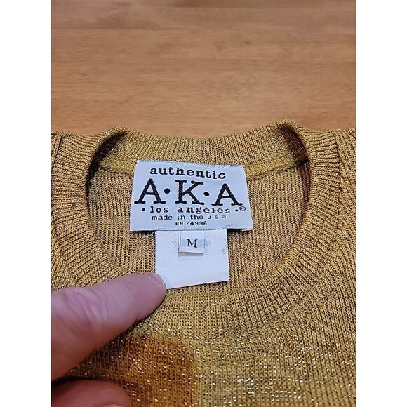 authentic A.K.A. Women's Gold Blouse Size M Vintage,Holiday Party,Classy! USmade - Picture 2 of 8